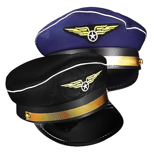 CONGARTENO 2 Stück Teiliges Pilotenkappen aus Leichte Captain Hüte für Kostüm für Cosplay Mottopartys Bühnenauftritte und Airline Uniform Thema von CONGARTENO