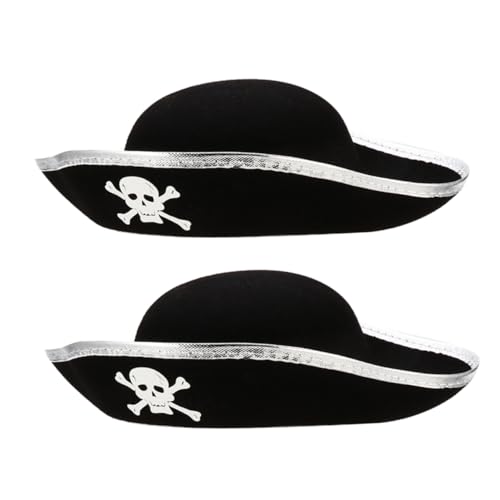 CONGARTENO 2 Stück Teiliges Piratenhut aus Bambusfaser Kapitänshüte mit Design Silberne Kanten für Erwachsene und Halloween Cosplay Karneval Kostüm Accessoire CONGARTENO 2 Stück Teiliges Piratenhut aus Bambusfaser Kapitänshüte mit Design Silberne Kanten für Erwachsene und Halloween Cosplay Karneval Kostüm Accessoire von CONGARTENO