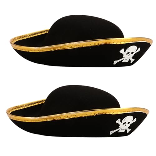 CONGARTENO 2 Stück Teiliges Piratenhut aus Bambusfaser Schwarze Kapitänsmütze mit Dekorativem Goldrand Langlebig und für Halloween Cosplay und Piratenkostüm für Erwachsene CONGARTENO 2 Stück Teiliges Piratenhut aus Bambusfaser Schwarze Kapitänsmütze mit Dekorativem Goldrand Langlebig und für Halloween Cosplay und Piratenkostüm für Erwachsene von CONGARTENO