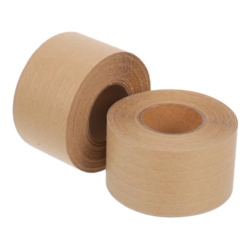 CONGARTENO 2 Stück Teiliges Verstärktes Kraftpapier Packband mit Wasseraktiviertem Geruchslosem Klebstoff Fadenverstärktes Braunes Verpackungsband Hohe Haftkraft Einfach Abreißbar für von CONGARTENO