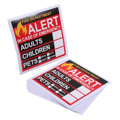 CONGARTENO 20 Blatt Notfall Warnaufkleber Fenster Sicherheits Rescue Sticker für Personen und Haustiere Leicht Anwendbar Wichtige Rettungsinformation für Feuerwehr und Rettungsteams von CONGARTENO