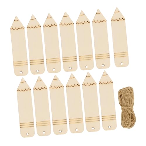CONGARTENO 20 Stück Teiliges Holz Lesezeichen Bleistift förmige Blanko Lesezeichen aus Naturholz Aufhängen DIY Bastelset zum Bemalen und Gestalten für Geschenke und Dekoration von CONGARTENO