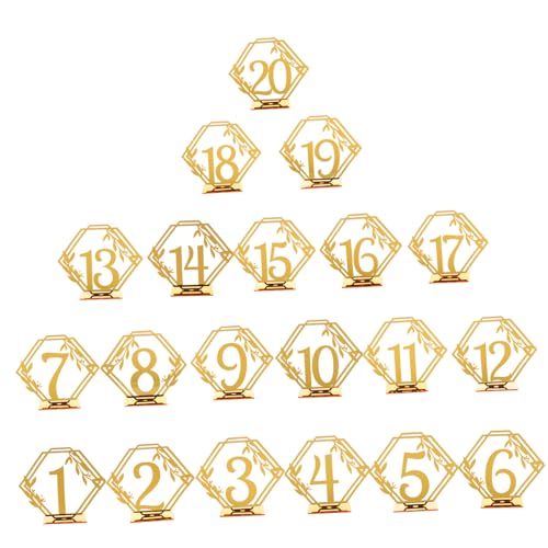 CONGARTENO 20 Stück Tischkarte Hochzeit Zeichen reservierte Hochzeitsschilder Einstellung hochzeitsdeko wedding decoration Zahlenzeichen aus Acryl Tischnummern für die Hochzeitsfeier Golden von CONGARTENO