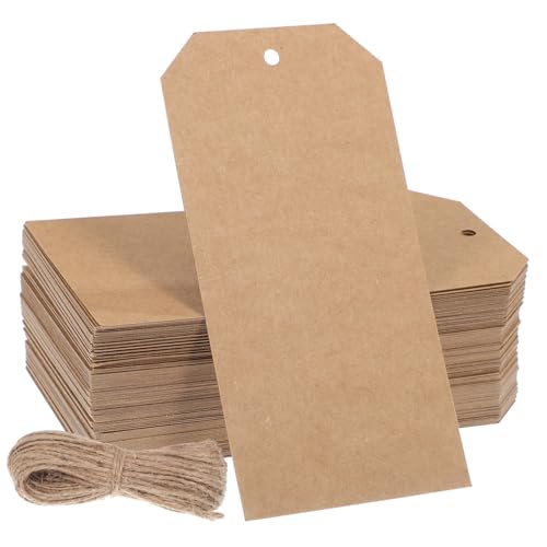 CONGARTENO 200 Stück Handgemalte Kraftpapier Anhänger mit Juteschnur Leicht Beschreibbare Versand und Inventaretiketten Robuste Mehrzweck Kleideranhänger zum Anbinden von CONGARTENO