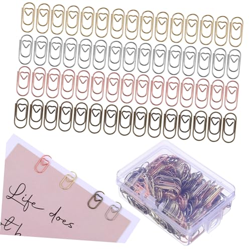 CONGARTENO 200 Teiliges Metall Büroklammern Herzförmig Kleine Farbige Klammern für Büro Schule Dokumente Markierung Gold Silber Roségold Gunmetal CONGARTENO 200 Teiliges Metall Büroklammern Herzförmig Kleine Farbige Klammern für Büro Schule Dokumente Markierung Gold Silber Roségold Gunmetal von CONGARTENO