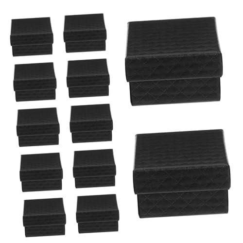 CONGARTENO 24 Stück Quadratischer Karton Schaumstoff Behälter Für Schmuck Ohrringe Ringe Anhänger Mit Kissen Display Schwarz Halskette Hochzeitseinlage Alterungsaufbewahrung Klein von CONGARTENO