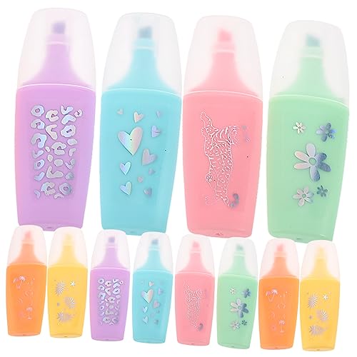 CONGARTENO 24 Stück Teiliges Mini Cartoon Highlighter Doppelseitige Marker mit Dicker und Dünner Spitze Leuchtende Farben für Schüler Scrapbooking Notizen und Kreative Malbücher von CONGARTENO