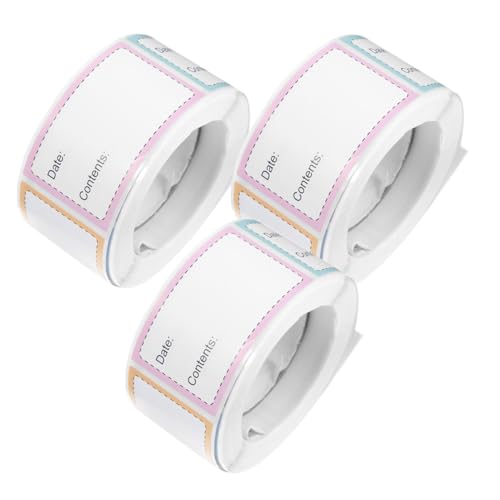 CONGARTENO 3 Rollen Gefrieretiketten Selbstklebend Lebensmittelbehälter Aufkleber Food Storage Labels zum Beschriften Bpa Frei Praktisch und Rückstandsfrei für Küche und Vorratsdosen von CONGARTENO