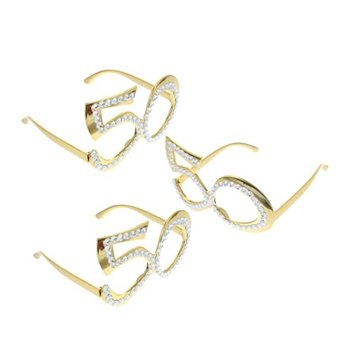 CONGARTENO 3 Stück Teiliges Geburtstagsbrille Leichte Bequeme Partybrillen Rahmen Wiederverwendbar Einfach zu Reinigen Dekorative Foto Requisiten für Frauen Jubiläumsfeier von CONGARTENO