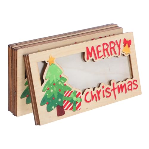 CONGARTENO 3 Stück Teiliges Weihnachts Geldgeschenk aus Holz Multifunktionaler Tragbarer Kartenhalter für Bargeld Visitenkarten und Fotos Lustige Geldbörse für Xmas Feiern und Organisierte von CONGARTENO