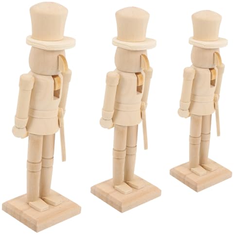 CONGARTENO 3 Stück Unvollendeter Holz Soldat Teiliges aus Walnussholz DIY Weihnachtsdeko zum Bemalen Stabile Holzfigur mit Glatter Oberfläche für Kreative Bastelarbeiten und Festliche von CONGARTENO