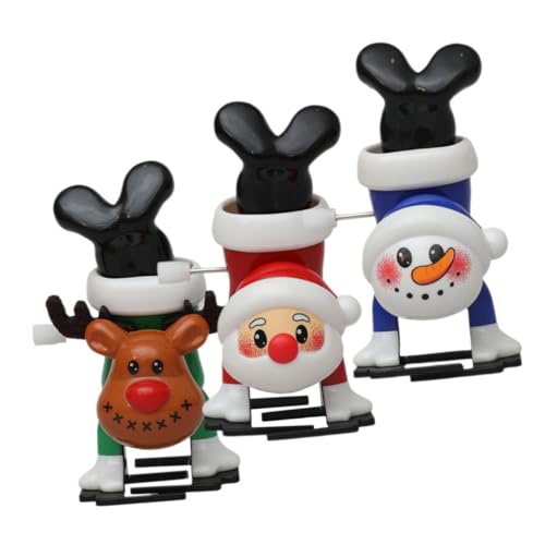 CONGARTENO 3 Stück Weihnachtliche Aufziehspielzeuge Sicherem mit Lustigen GEH Sprungfunktionen Niedliche Cartoon-Designs als Festliche Party-mitgebsel und Charmante Weihnachtsdeko von CONGARTENO