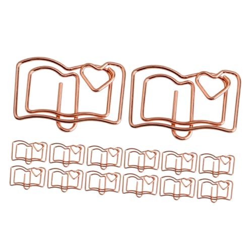 CONGARTENO 30 Stück Teiliges Büroklammern Rosen Gold Buchförmig Edelstahl Dokumenten Clips Praktisch für Akten Fixierung und Bürobedarf von CONGARTENO