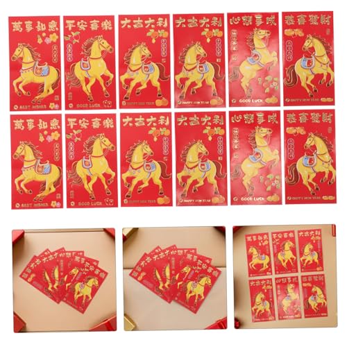 CONGARTENO 300 Stk. Rote Umschläge zum Chinesischen Neujahr Langlebige Papier Hongbao mit Kreativem Pferdemotiv Traditionelle Rote Geldumschläge für Frühlingsfest Familienfeiern und CONGARTENO 300 Stk. Rote Umschläge zum Chinesischen Neujahr Langlebige Papier Hongbao mit Kreativem Pferdemotiv Traditionelle Rote Geldumschläge für Frühlingsfest Familienfeiern und von CONGARTENO