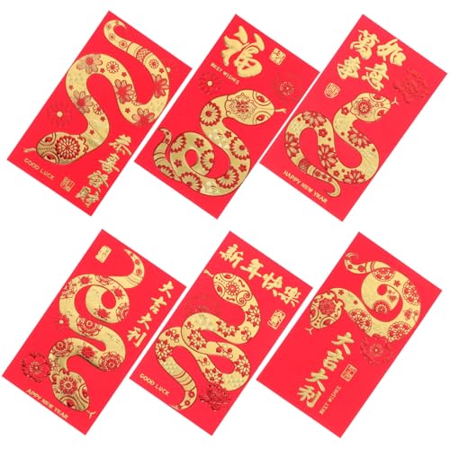 CONGARTENO 36 Stück Teiliges Chinesische Neujahrs Rote Umschläge Jahr der Schlange Traditionelle Papier Geldumschläge Festliche Rote Geschenkumschläge für Lunar Year Dekoration Vielseitige von CONGARTENO