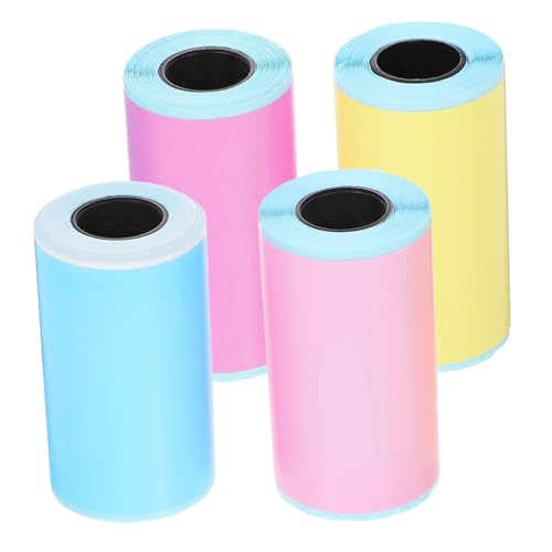 CONGARTENO 4 Rollen Mini Thermopapier Selbstklebende Etiketten für Mini Drucker Mattes Fotoetikett Farbiges Aufkleber Blau Gelb Violett für Vielseitige Verwendung von CONGARTENO