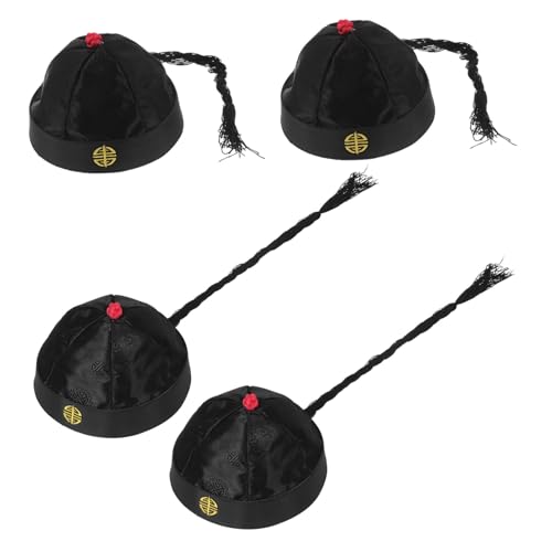 CONGARTENO 4 Stück Chinesische Kaiserhüte aus Nylonstoff mit Handbesticktem Design Traditionell mit Pferdeschwanz Komfortabel und Leicht für Bühne Cosplay und Kostümspiele Erwachsene CONGARTENO 4 Stück Chinesische Kaiserhüte aus Nylonstoff mit Handbesticktem Design Traditionell mit Pferdeschwanz Komfortabel und Leicht für Bühne Cosplay und Kostümspiele Erwachsene von CONGARTENO
