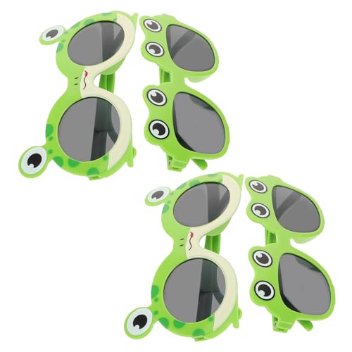 CONGARTENO 4 Stück Frosch Sonnenbrillen aus Robustem Leichte Tropische Partybrillen für Erwachsene Lustige Fotorequisiten für Geburtstagsfeiern Luau und Sommerpartys von CONGARTENO