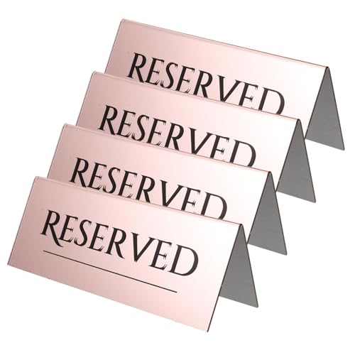 CONGARTENO 4 Stück Reservierte Tischschilder Roségoldene Sitzplatzschilder Langlebige Reservierungskarten für Hochzeit Restaurant Feierlichkeiten von CONGARTENO