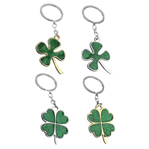 CONGARTENO 4 Stück Teiliges Grüner Kleeblatt Schlüsselanhänger Glücksbringer mit Großem Praktischer Taschen und Geldbörsenanhänger für Freund und Familie St Patricks Day Dekor von CONGARTENO
