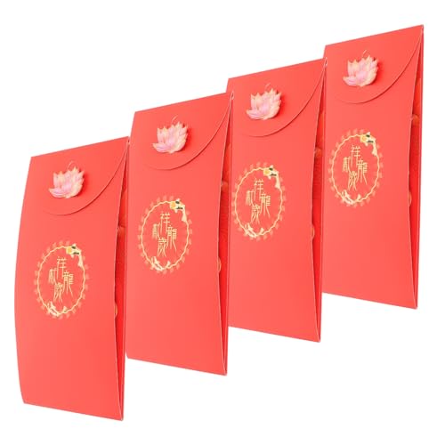 CONGARTENO 4 Stück Teiliges Papier Rote Umschläge Jahr Des Drachen Chinesische Neujahrsdekoration Glücksumschläge für Geld Schmuck Kleine Geschenke Traditionelles Design von CONGARTENO
