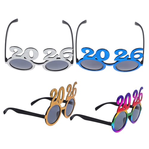 CONGARTENO 4 Stück Teiliges Partybrillen aus Pc Material Glitzernde Neujahrsbrillen für Fotos Bühnenauftritte und Feierdekoration Auffällige Langlebige Happy Year Photo Props CONGARTENO 4 Stück Teiliges Partybrillen aus Pc Material Glitzernde Neujahrsbrillen für Fotos Bühnenauftritte und Feierdekoration Auffällige Langlebige Happy Year Photo Props von CONGARTENO