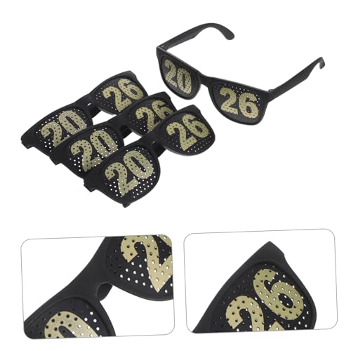 CONGARTENO 4 Stücke Partybrillen aus Robustem Abs Kunststoff Quadratische Zahlenbrille für Silvester Neujahrsfeier Abschlussfeier und Weihnachtsfest Bunte Fotorequisiten für Festlichkeiten von CONGARTENO