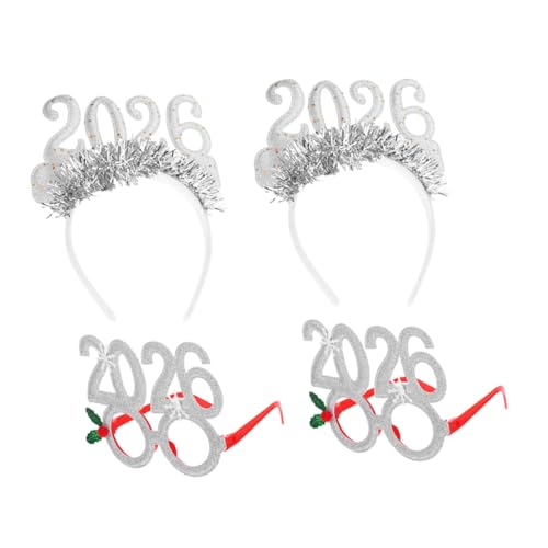CONGARTENO 4 Stücke Teiliges Silvester Haarband mit Glitzer Zahlen und Brillen Leichte Partydekoration für Weihnachten und Neujahrsfeiern Festliches Accessoire für Fotos und Feierlichkeiten CONGARTENO 4 Stücke Teiliges Silvester Haarband mit Glitzer Zahlen und Brillen Leichte Partydekoration für Weihnachten und Neujahrsfeiern Festliches Accessoire für Fotos und Feierlichkeiten von CONGARTENO