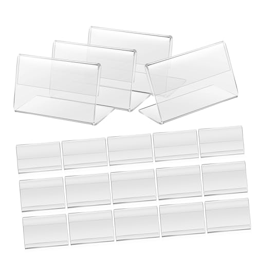 CONGARTENO 40 Stück Teiliges Acryl Schild Display Robuster Kartenhalter mit Ständer Vielseitig Einsetzbar für Preisschilder Visitenkarten Etiketten in Geschäft Büro und Hotel von CONGARTENO