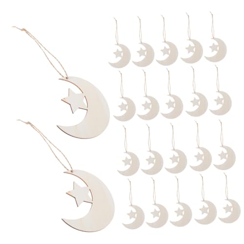 CONGARTENO 40 Stück Teiliges Unvollendete Holz Mond Stern Ausschnitte Naturbelassene Diy Bastelscheiben für Malen Vielseitige Hängende Dekorationen für Babyparty Hochzeit Geburtstag Warme von CONGARTENO