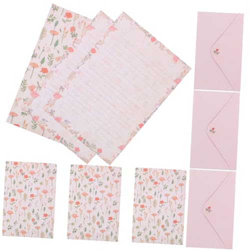 CONGARTENO 5 Sätze Briefpapier mit Umschlägen Blumen und Tiermotive Schreibpapier Set für Grußkarten Basteln Scrapbook Paper Umschlag Briefumschläge Geschenkpapier Geburtstagskarten von CONGARTENO
