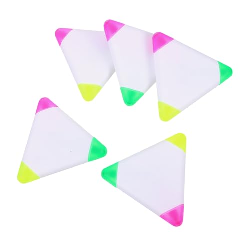 CONGARTENO 5 Stück Dreieckige Textmarker Fluoreszierend Bunte Markierstifte Marker Für Schüler Zum Hervorheben Notizen Zeichnen von CONGARTENO