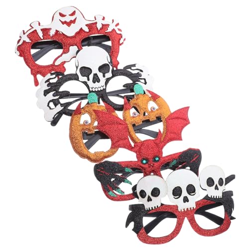 CONGARTENO 5 Stück Halloween dekorative Brille Kürbis-Sonnenbrille Glitzer - Cosplay - Brille Schädelbrille Kostüm Brillen Kürbisbrille Kürbiskostümgläser das Haustier von CONGARTENO
