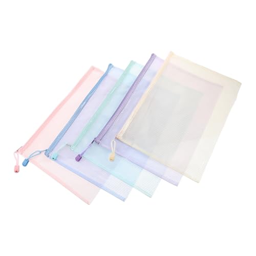CONGARTENO 5 Stück Mesh Reißverschluss Beutel PVC PP Dokumententaschen Wasserabweisend Aufbewahrungstasche für Büro Schule Kosmetik und Kleine Gegenstände von CONGARTENO