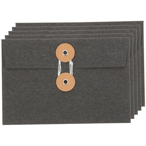 CONGARTENO 5 Stück Teiliges Dicke Vintage Umschläge mit Bindeband Kreative Aufbewahrungsbeutel für Postkarten Briefe und Dokumente Stabile Papierumschläge für Grußkarten und Einladungen von CONGARTENO