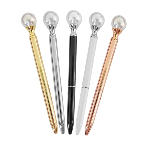 CONGARTENO 5 Stück Teiliges Metallkugelschreiber mit Perlenoptik Schlanker Ergonomischer Kugelschreiber Sanftes Schreiben Langlebig Vielseitig für Büro Schule Studenten Frauen von CONGARTENO