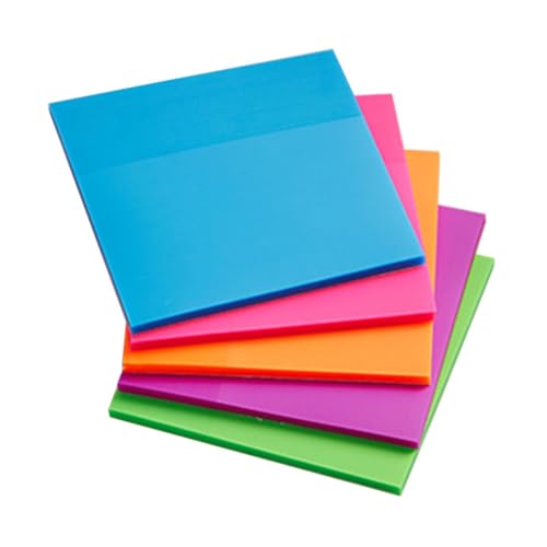 CONGARTENO 5 Stück Teiliges Selbstklebendes Pet notizblock Farbige Haftnotizen Leichte Tragbare Memo pads für Schule Büro und Zuhause Vielseitige Klebezettel für Notizen und Erinnerungen von CONGARTENO