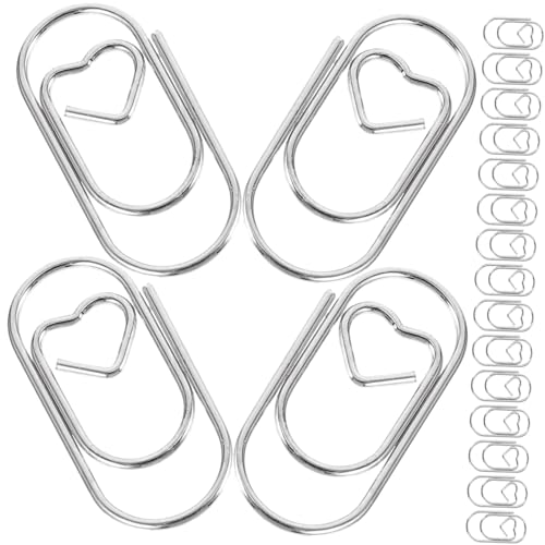 CONGARTENO 50 Stück Herz Büroklammern aus Metall Kreative Papierclips für Dokumente und Notizen Stabile Markierungsklammern für Büro Schule und Kreative Dekoration in Silber CONGARTENO 50 Stück Herz Büroklammern aus Metall Kreative Papierclips für Dokumente und Notizen Stabile Markierungsklammern für Büro Schule und Kreative Dekoration in Silber von CONGARTENO