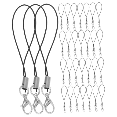 CONGARTENO 50 Stück Lobster Clasp Handykordel Leichte Diy Schmuckanhänger Vielseitige Schlüssel und Handyanhänger Schwarze mit Karabiner für Schmuckherstellung und Bastelzubehör von CONGARTENO