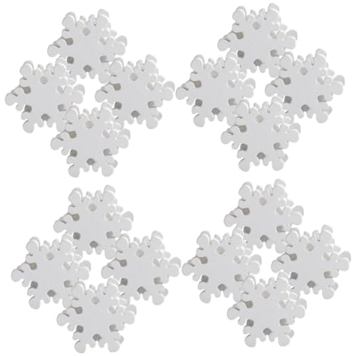 CONGARTENO 50 Stück Teiliges Schneeflocken Holzperlen für Schmuckherstellung DIY Holzperlen für Armbänder Halsketten Weihnachtsdeko zum Basteln und Geschenke Gestalten von CONGARTENO