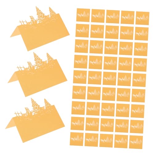 CONGARTENO 50 Stück Weihnachtliche Schneemann Tischkarten Goldene Platzkarten für Weihnachtsfeier Dinner Party Wiederverwendbar Festliche Tischdekoration Namenskarten für Bankett und von CONGARTENO