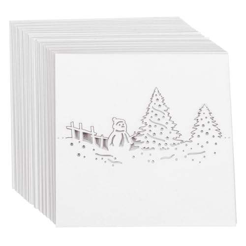 CONGARTENO 50 Stück Weihnachts Tischkarten Schneemann Motiv Weiß Klappkarten für Weihnachtsfeier Sitzordnung Dinner Party Hotel Restaurant Platzkarten von CONGARTENO