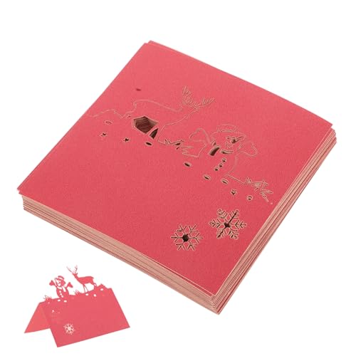 CONGARTENO 50 Stück Weihnachts Tischkarten mit Rentier und Schneemann Motiv Filigrane Papier Karten für Weihnachtsfeiern Festliche Sitzplatzkarten für Dinner Handbeschreibbar Praktische Rote CONGARTENO 50 Stück Weihnachts Tischkarten mit Rentier und Schneemann Motiv Filigrane Papier Karten für Weihnachtsfeiern Festliche Sitzplatzkarten für Dinner Handbeschreibbar Praktische Rote von CONGARTENO