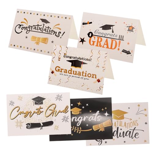 CONGARTENO 6 Sätze Teiliges Graduation Cards mit Umschlägen Hochwertige Glückwunschkarten zur Abschlussfeier Stabile Klappkarten mit Edlem Design als und Party Deko von CONGARTENO