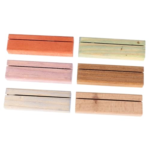 CONGARTENO 6 Stück Holz Tischaufsteller Kartenhalter für Visitenkarten Notizen Fotohalter mit Stabilem Holzfuß Natürlicher Look für Hochzeit Party Büro Dekoration von CONGARTENO