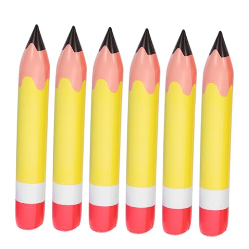 CONGARTENO 6 Stück PVC Aufblasbare Bleistifte Rückkehr zur Schule Dekoration Riesige Bleistift Spielzeuge für Klassenzimmer Gelbe Hängedekorationen für Partys und Foto Requisiten von CONGARTENO