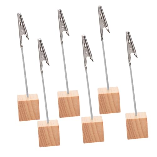 CONGARTENO 6 Stück Retro Alligator Note Clips Kleine Bunte Fotoklammern Praktische Büroklammern für Zettelhalter Schreibtischdekoration aus Holzoptik von CONGARTENO