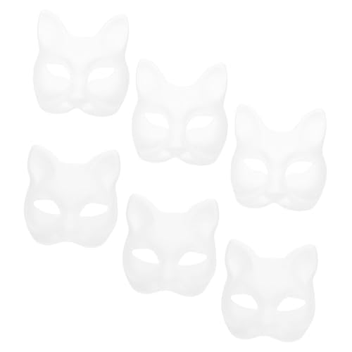 CONGARTENO 6 Stück Teiliges DIY Weiße Pappmaché Masken Katzen und Fuchsdesign zum Bemalen Handgefertigte Leere Faschingsmasken für Karneval Halloween Kostüm Party CONGARTENO 6 Stück Teiliges DIY Weiße Pappmaché Masken Katzen und Fuchsdesign zum Bemalen Handgefertigte Leere Faschingsmasken für Karneval Halloween Kostüm Party von CONGARTENO
