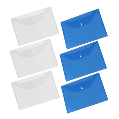 CONGARTENO 6 Stück Teiliges Dokumentenmappen mit Druckknopf Transparente Extra Dicke Büromappen aus Robustem Kunststoff Praktische Ordner für Dokumente Quittungen und Geschäftsunterlagen von CONGARTENO