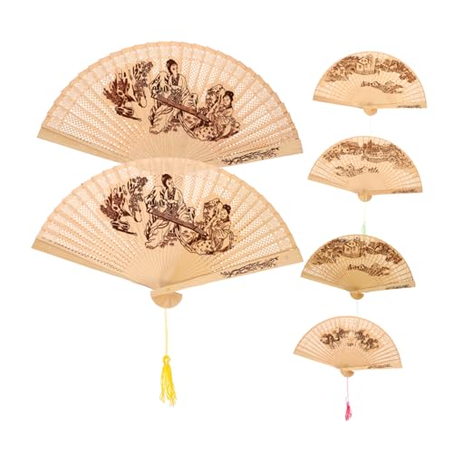 CONGARTENO 6 Stück Teiliges Holz Fächer Vintage Chinesische Handfächer Faltbare Fächer für Hochzeiten und Partys Eleganter Handgefertigter aus Duftendem Holz CONGARTENO 6 Stück Teiliges Holz Fächer Vintage Chinesische Handfächer Faltbare Fächer für Hochzeiten und Partys Eleganter Handgefertigter aus Duftendem Holz von CONGARTENO